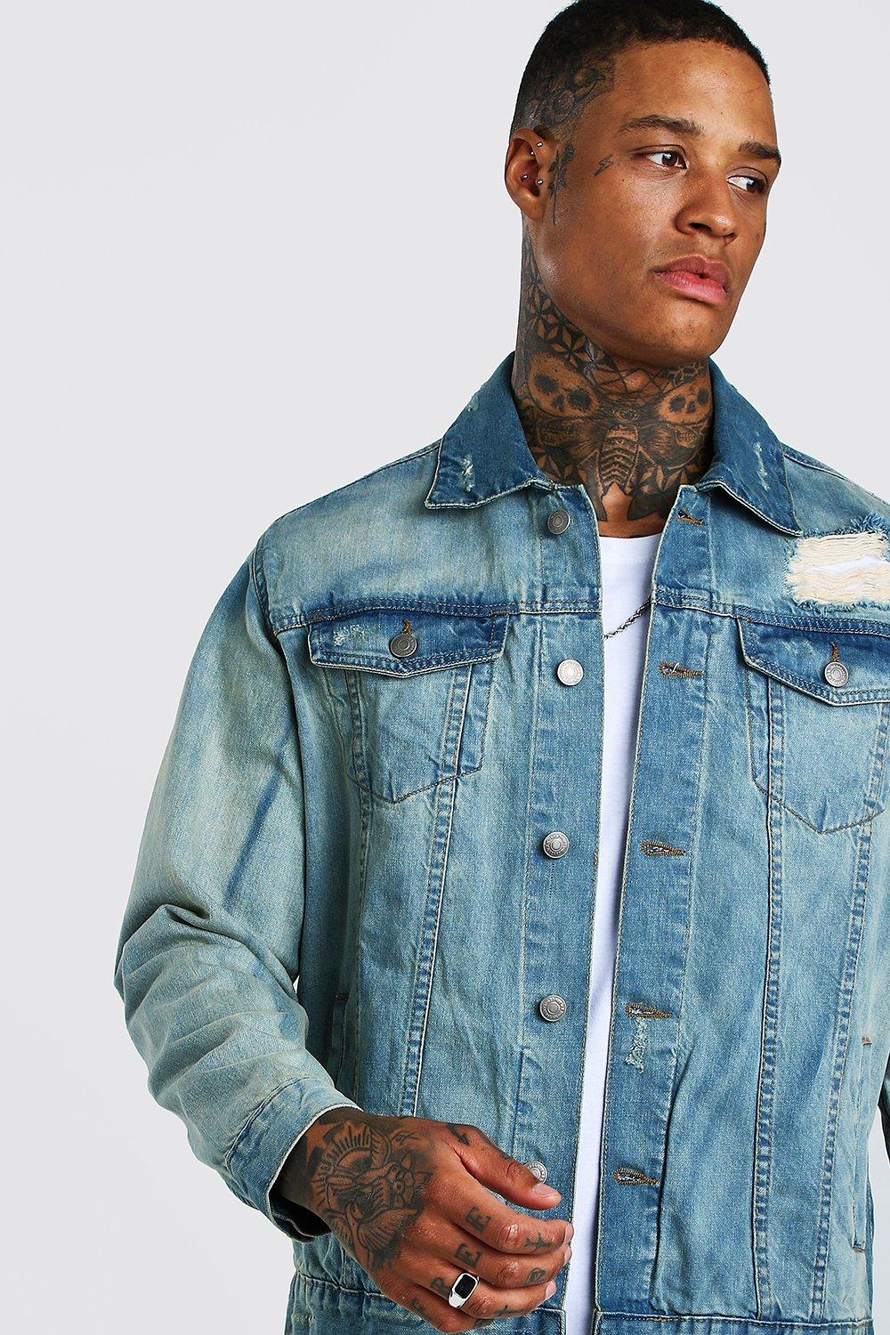 Boohoo distressed denim clearance jacket